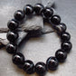 Black Agate Genuine Bracelet ~ 7 Inches ~ 12mm Round Beads