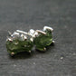 Natural Moldavite Tektite Raw Stud Earrings In Sterling Silver From Czech Republic - 1.58 Grams