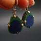 Natural Raw Deep Blue Azurite with Green Malachite Earrings In Sterling Silver From Mexico - 1.4"