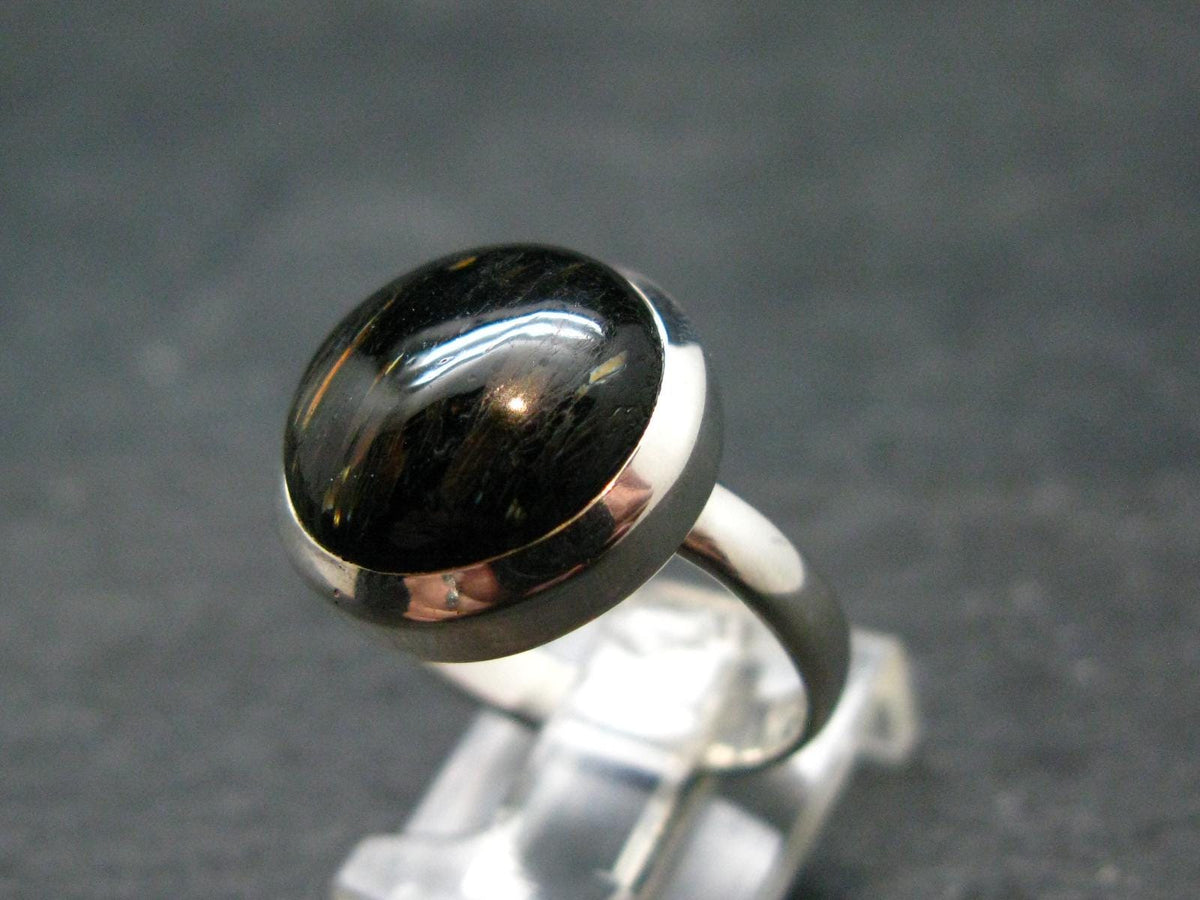 Real!! Very Rare Nuumite Nuummite Sterling Silver Ring from Greenland - 5.71 Grams - Size 8
