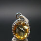 Yellow Citrine Gem Facetted Sterling Silver Pendant From Brazil With CZ - 0.9" - 1.83 Grams