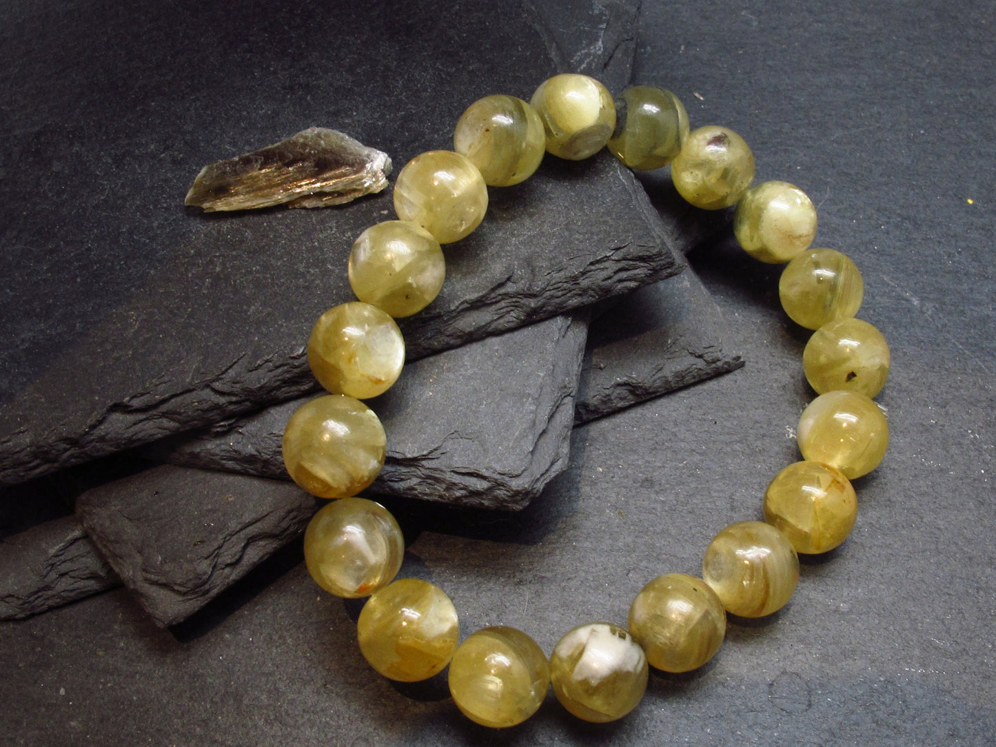 Muscovite Mica Genuine Bracelet ~ 7 Inches ~ 10mm Round Beads