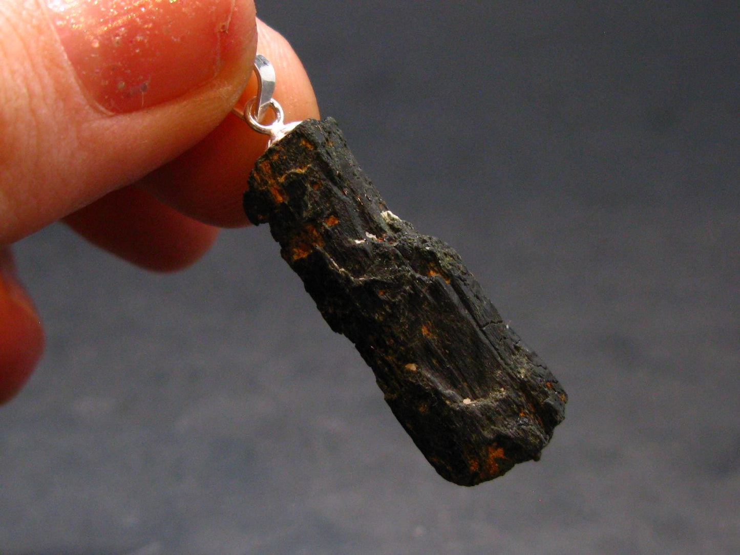 Aegirine Crystal Silver Pendant From Malawi - 1.4" - 3.25 Grams