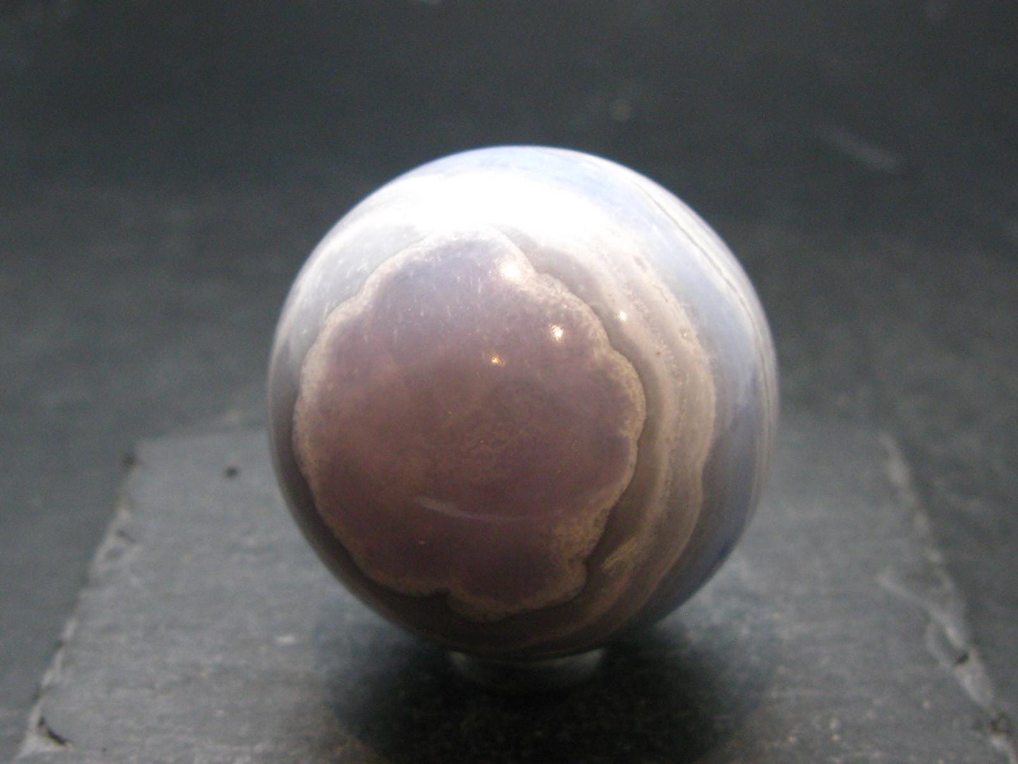 Rare Blue Lace Holly Chalcedony Agate Sphere From Malawi - 1.7"