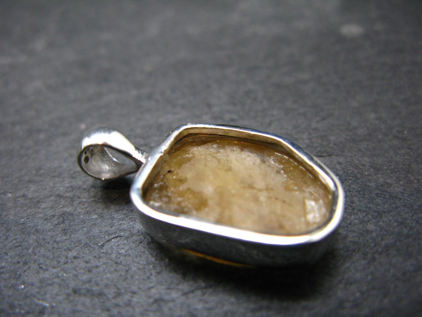 Large Natural Agni Gold Danburite Sterling Silver Pendant from Tanzania - 1.0" - 3.30 Grams