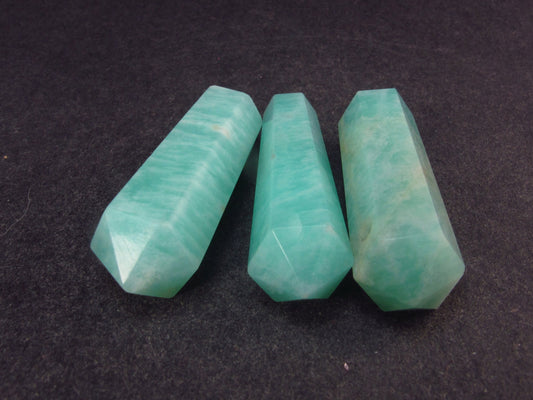Amazon Stone!! Lot of 3 Natural Amazonite (green microcline) Pencil Point Pendants