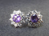 Rich Purple Amethyst Faceted Stud Earrings In Sterling Silver with CZ from Brazil - 4.56 Grams