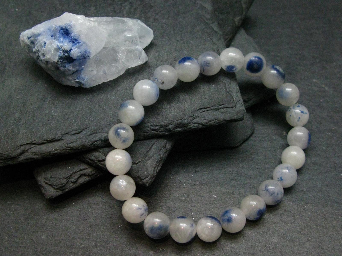 Dumortierite In Quartz Genuine Bracelet ~ 7 Inches ~ 8mm Round Beads