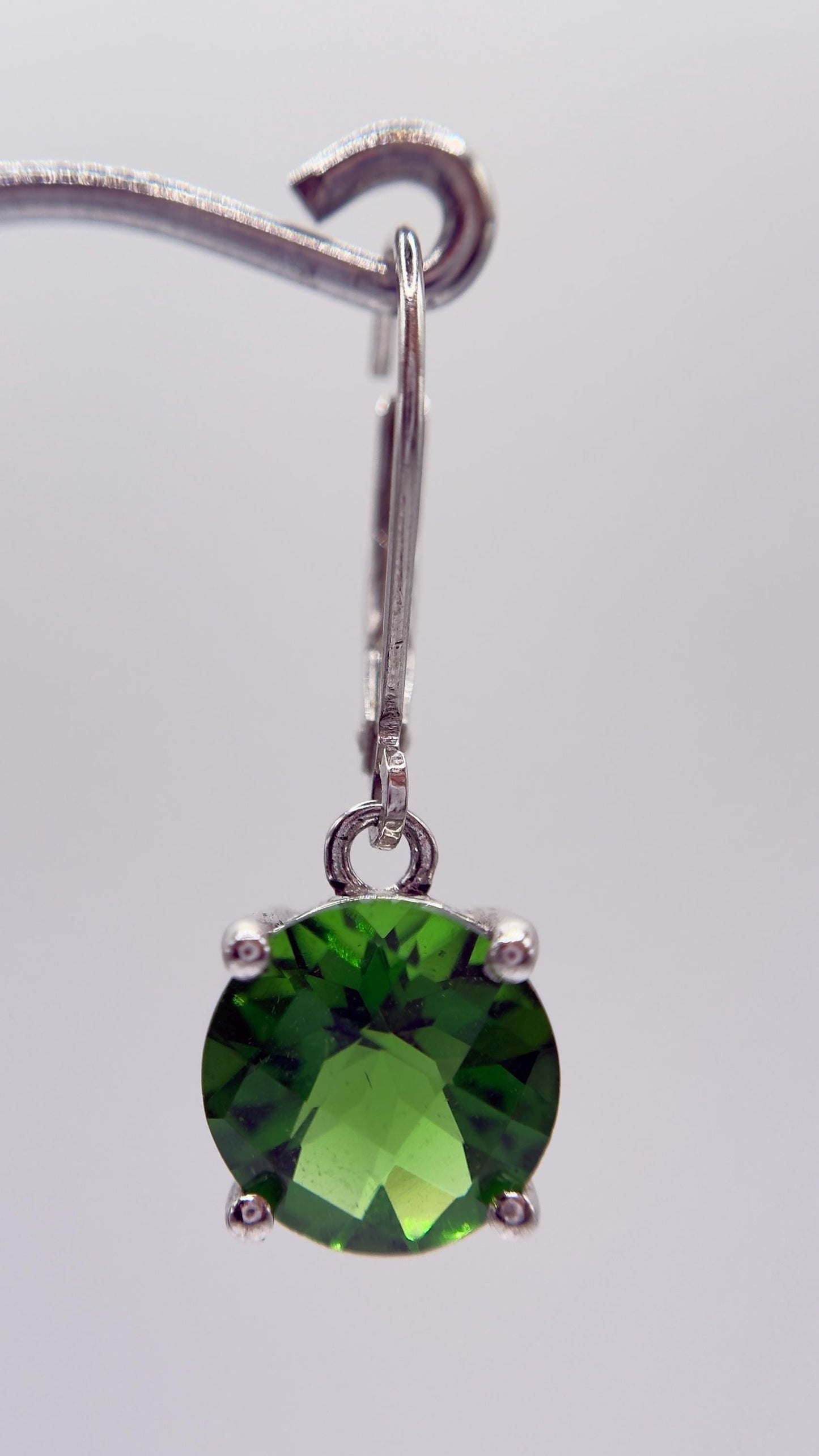 Green Helenite Cushion Cut Earrings – Sterling Silver Gemstone Dangle Earrings