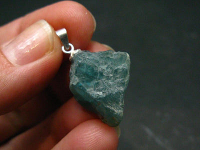 Extremely Rare Rough Grandidierite Silver Pendant From Madagascar - 1.2" - 3.83 Grams