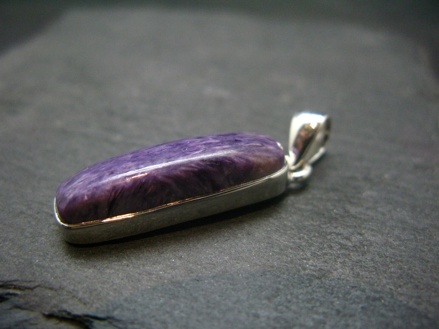 Lilac Stone!!! Stunning Silky Charoite Sterling Silver Pendant From Russia - 1.5" - 4.89 Grams