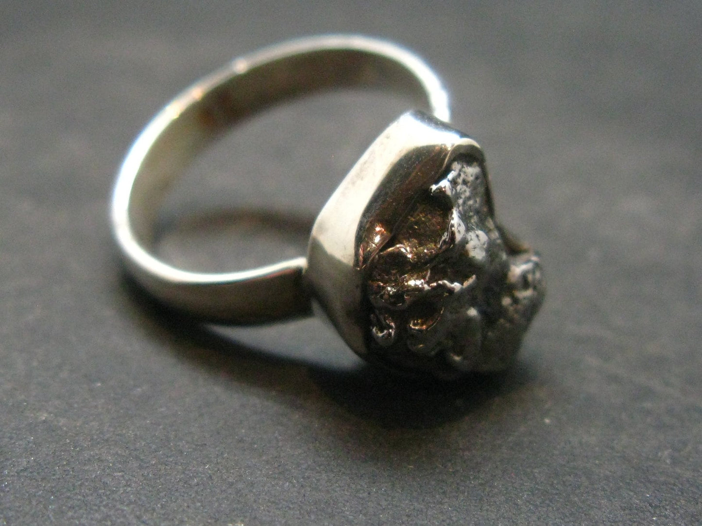Large Meteorite Campo Del Cielo Sterling Silver Ring From Argentina - 4.72 Grams - Size 6.25