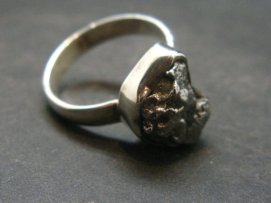 Large Meteorite Campo Del Cielo Sterling Silver Ring From Argentina - 4.72 Grams - Size 6.25
