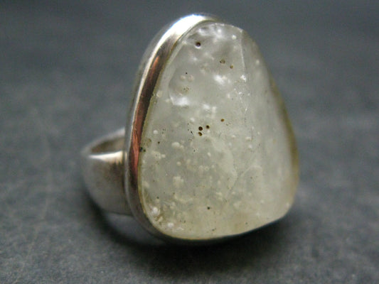 Natural Gem Raw Libyan Desert Glass Tektite Sterling Silver Ring from Libya - Size 6 - 8.76 Grams
