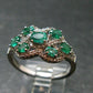 Emerald Faceted Silver Ring from Colombia - 4.21 Grams Total - Size 9.5