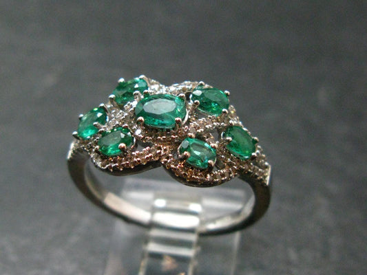 Emerald Faceted Silver Ring from Colombia - 4.21 Grams Total - Size 9.5