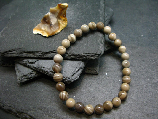 Flint Genuine Bracelet ~ 7 Inches ~ 6mm Round Beads