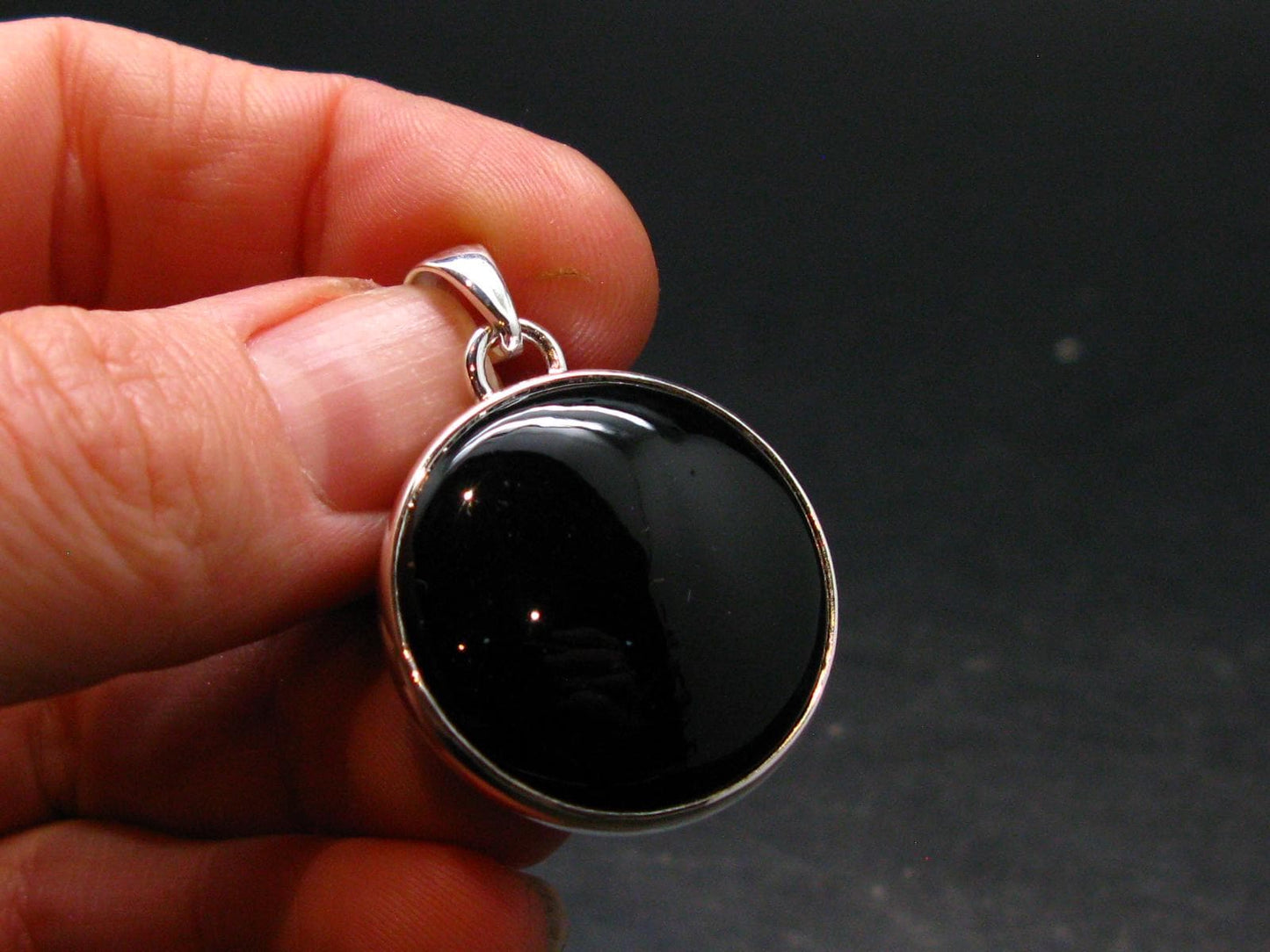 Black Onyx Silver Plated Pendant From Brazil - 6.88 Grams
