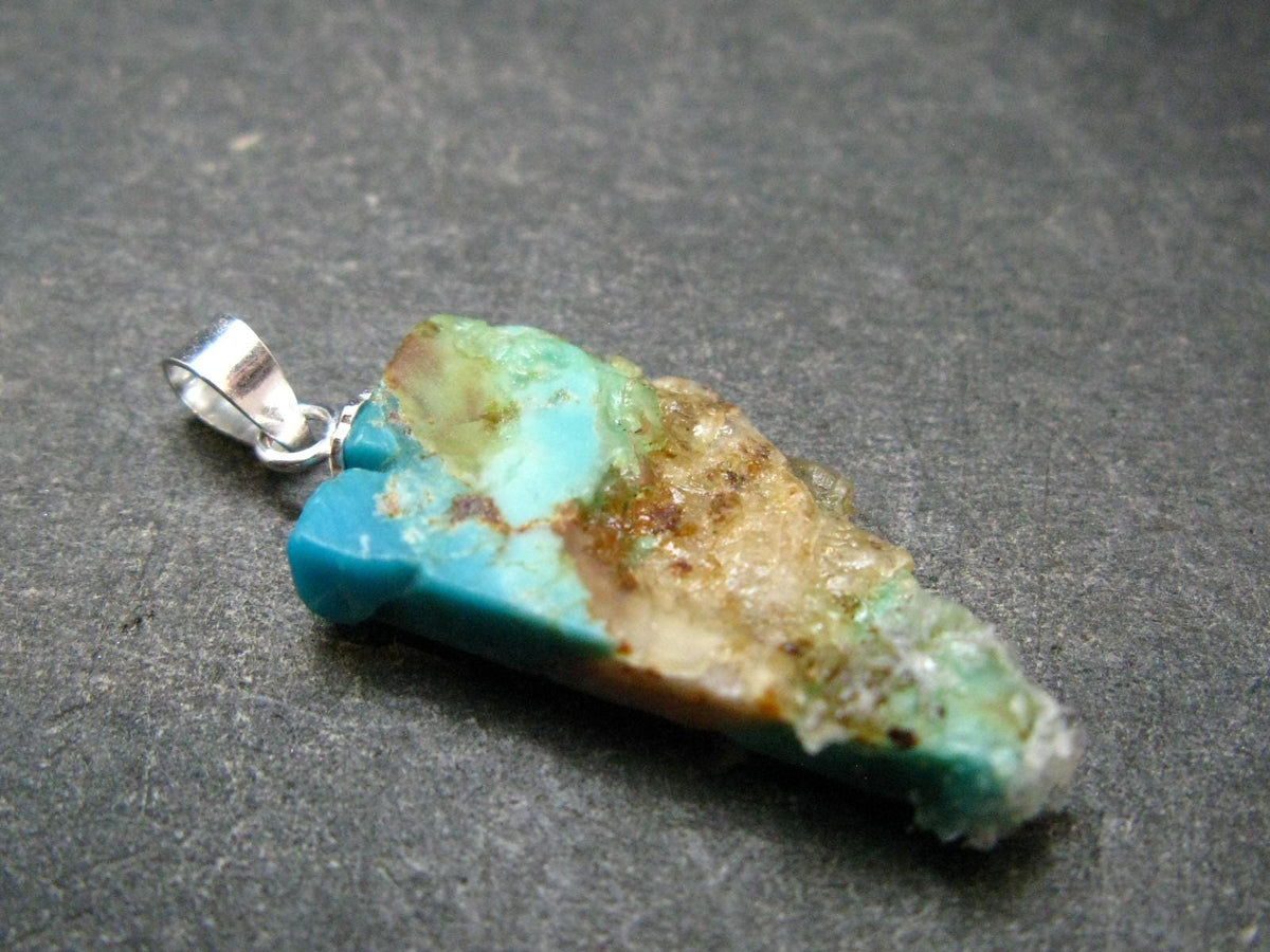 Genuine Turquoise Silver Pendant From Sleeping Beauty Arizona - 1.2" - 1.43 Grams