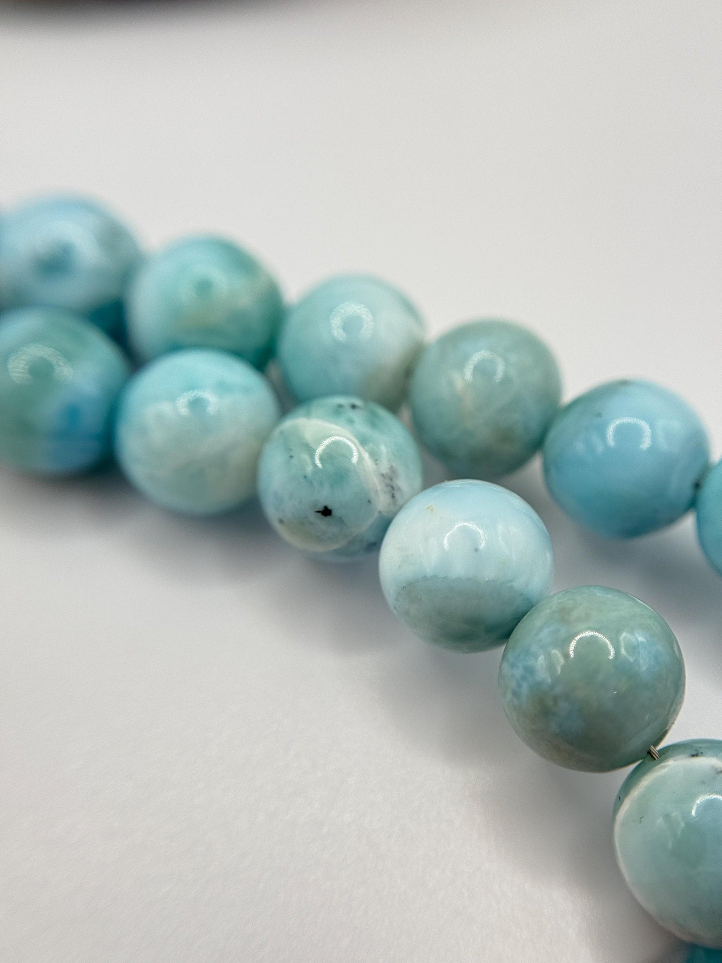 Natural Larimar Necklace Blue Gemstone Beaded Jewelry Caribbean Stone Necklace Gift