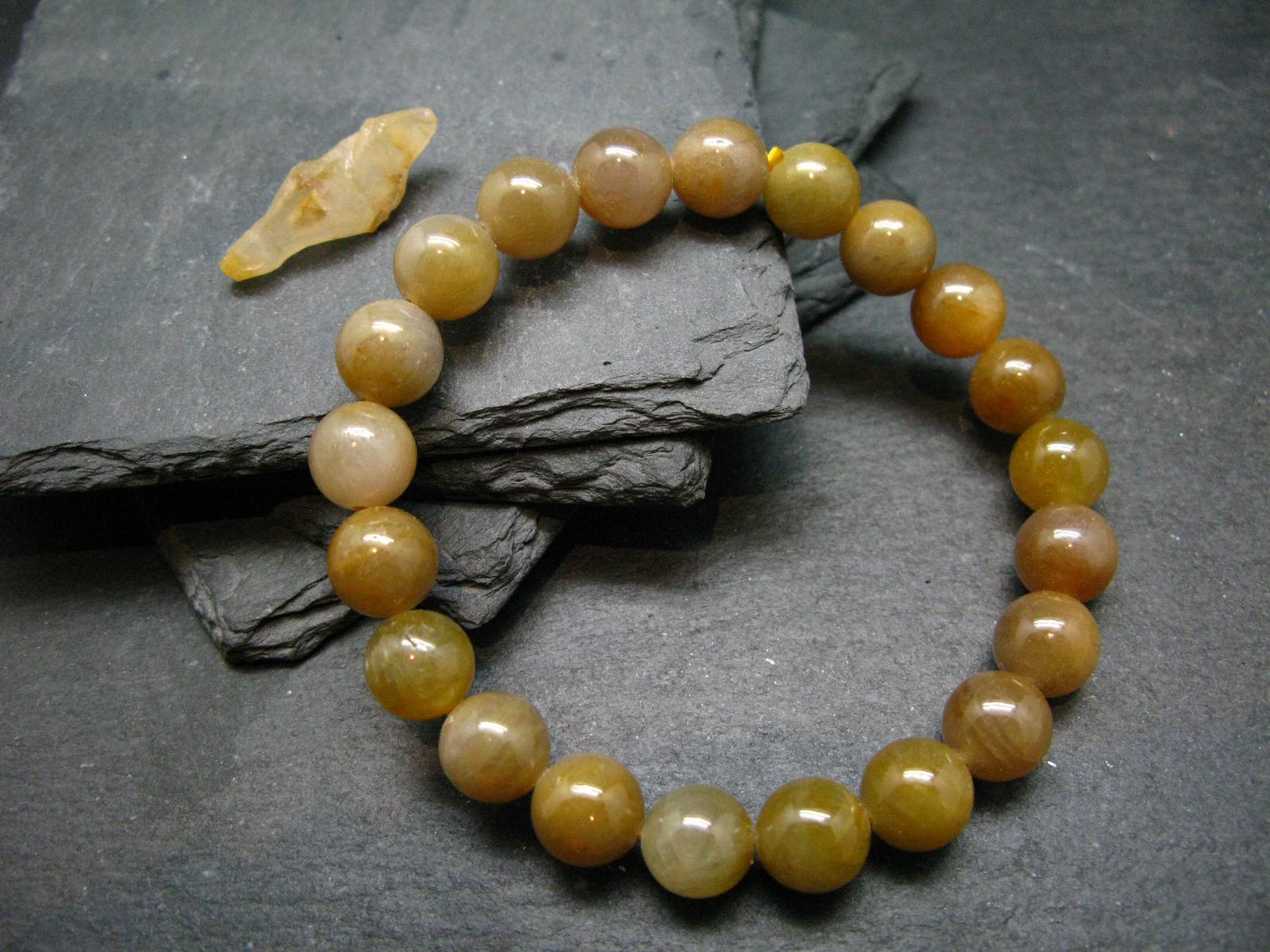 AAA Grade Gem Yellow Sapphire Genuine Bracelet ~ 7.5 Inches ~ 10mm Round Beads