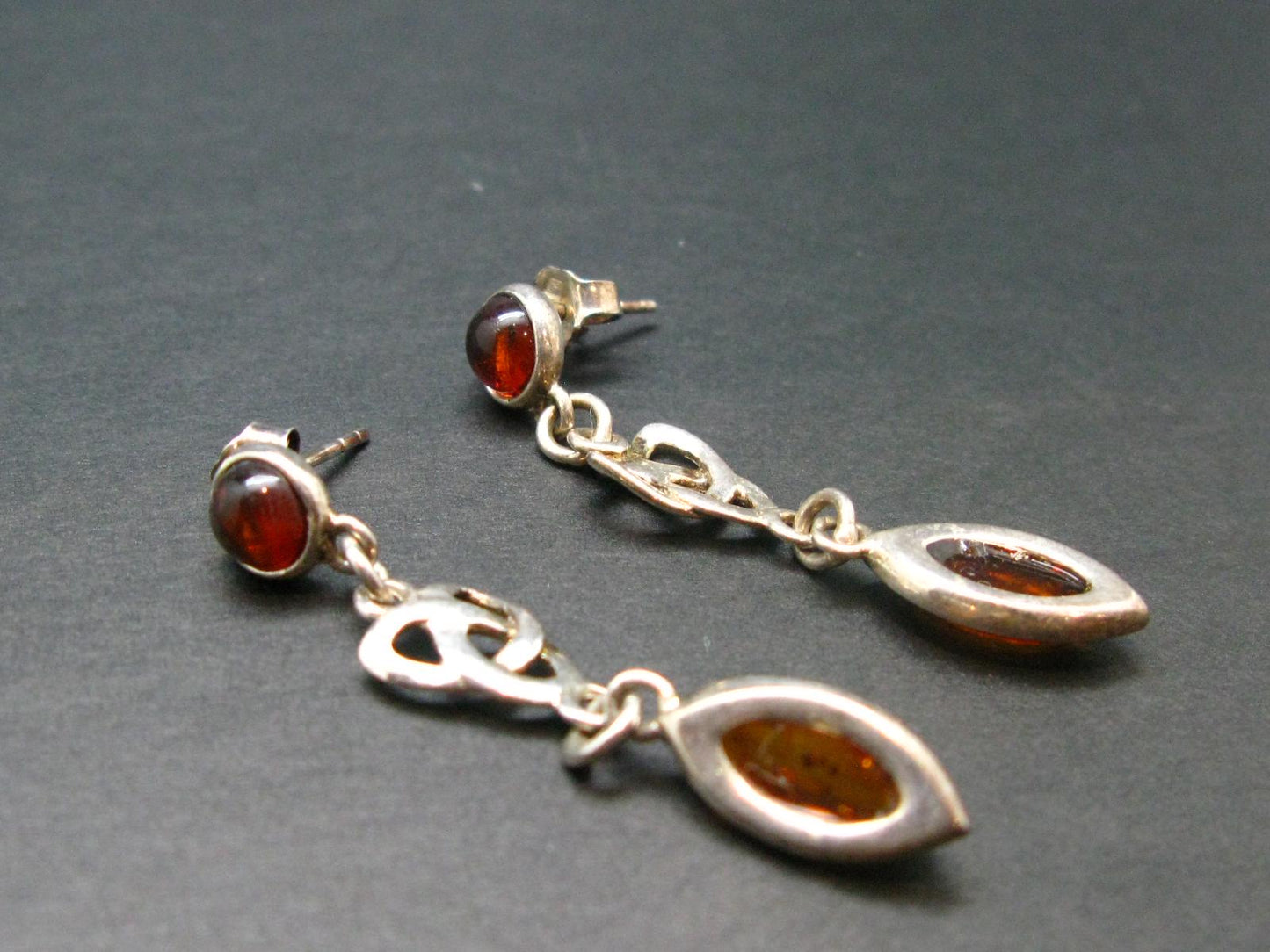 Nature’s Time Capsule!! Natural Cognac Color Baltic Amber 925 Silver Stud Earrings