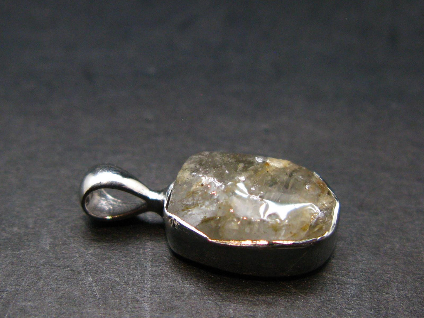 Gray Herderite Silver Pendant from Africa - 0.7" - 1.21 Grams