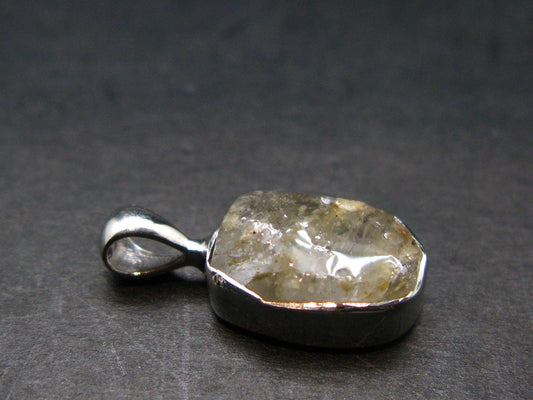Gray Herderite Silver Pendant from Africa - 0.7" - 1.21 Grams