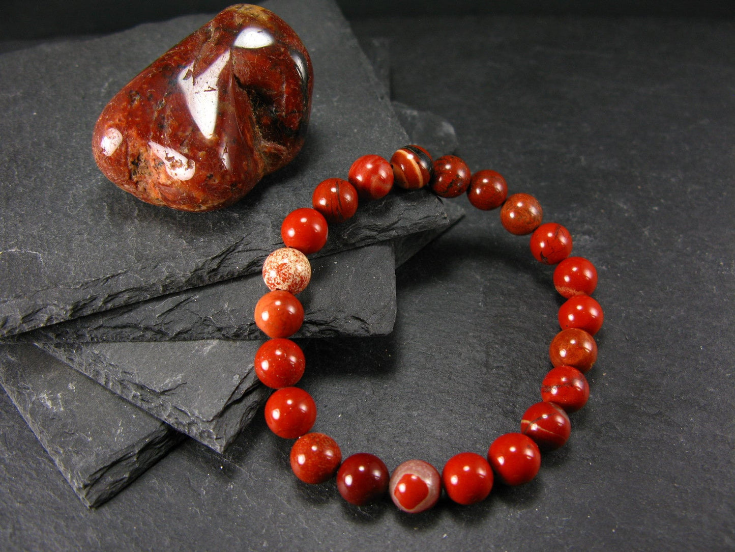 Red Jasper Genuine Bracelet ~ 7 Inches ~ 8mm Round Beads