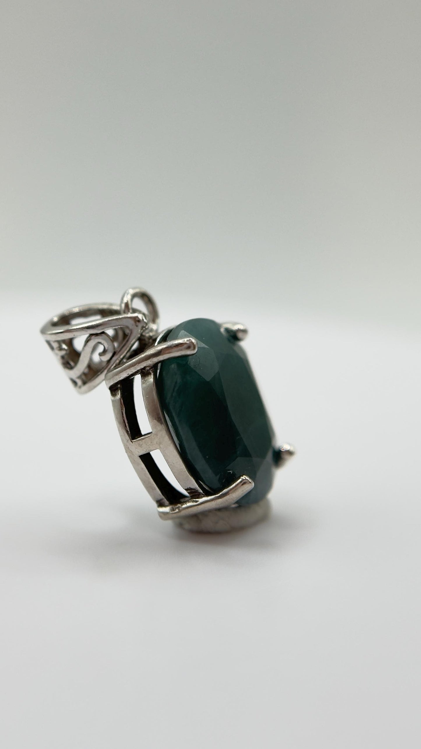 Grandidierite Pendant Blue Green Faceted Gemstone Silver Necklace Rare Crystal Jewelry Gift