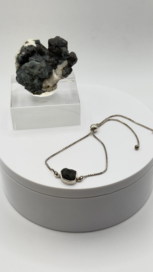 Alexandrite Adjustable Bracelet Raw Color Change Stone Silver Slider Bracelet June Birthstone Gift