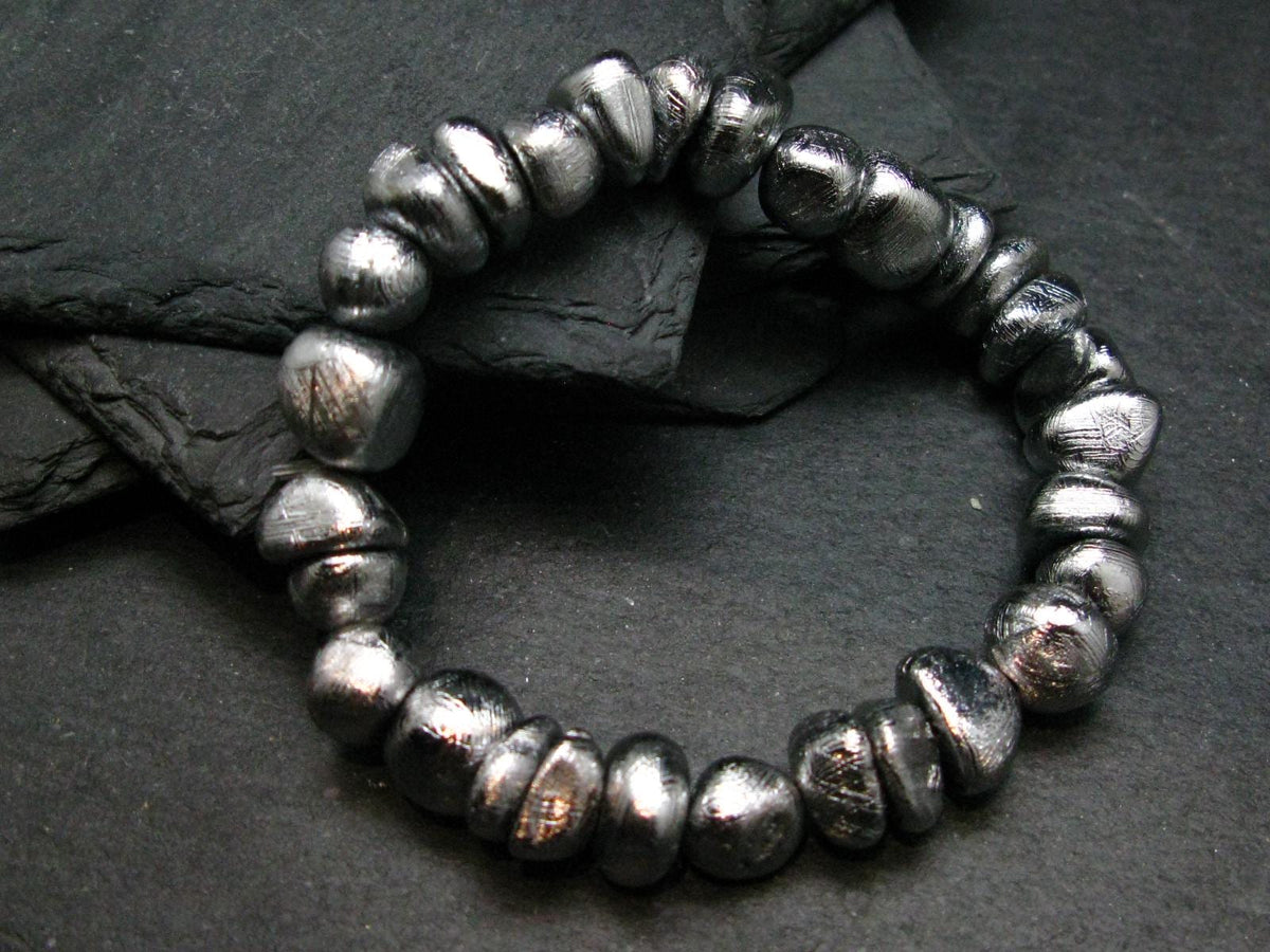 Meteorite Gibeon Genuine Bracelet ~ 7 Inches ~ 10mm Tumbled Beads