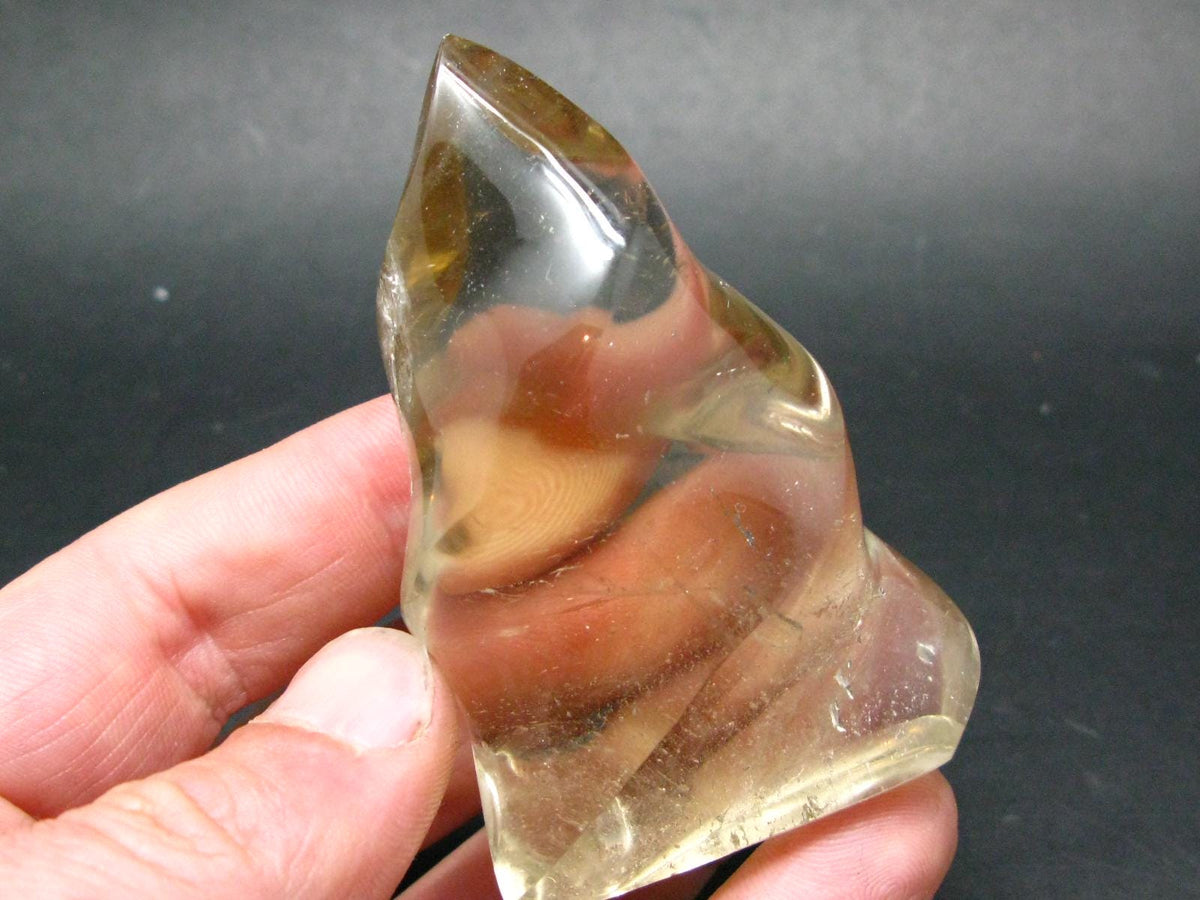 Unheated Citrine Flame Polished Stone From Madagascar - 3.0" - 118.08 Grams