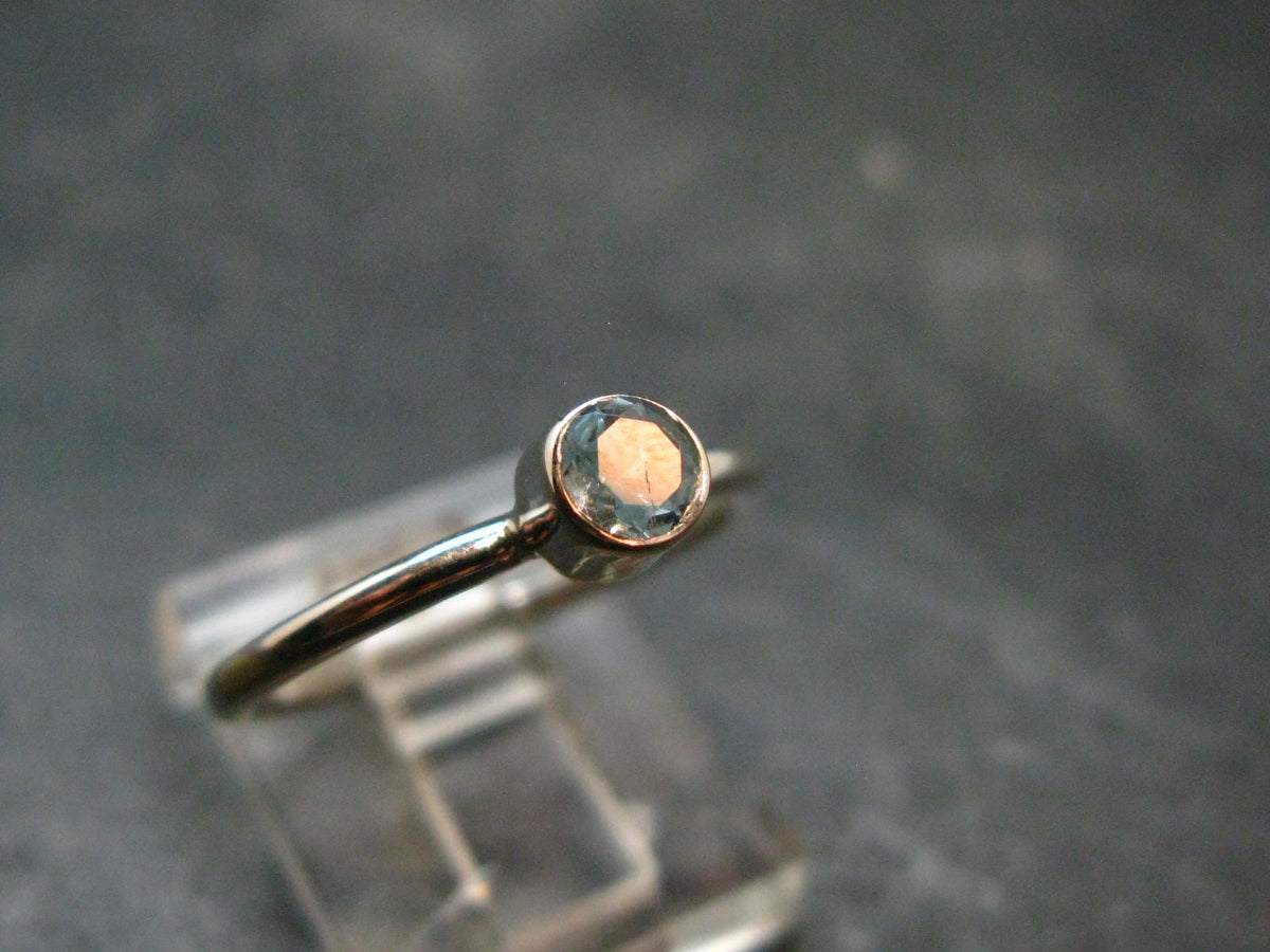 Genuine Facetted Aquamarine Gem Sterling Silver Ring - Size 6 - 1.61 Grams