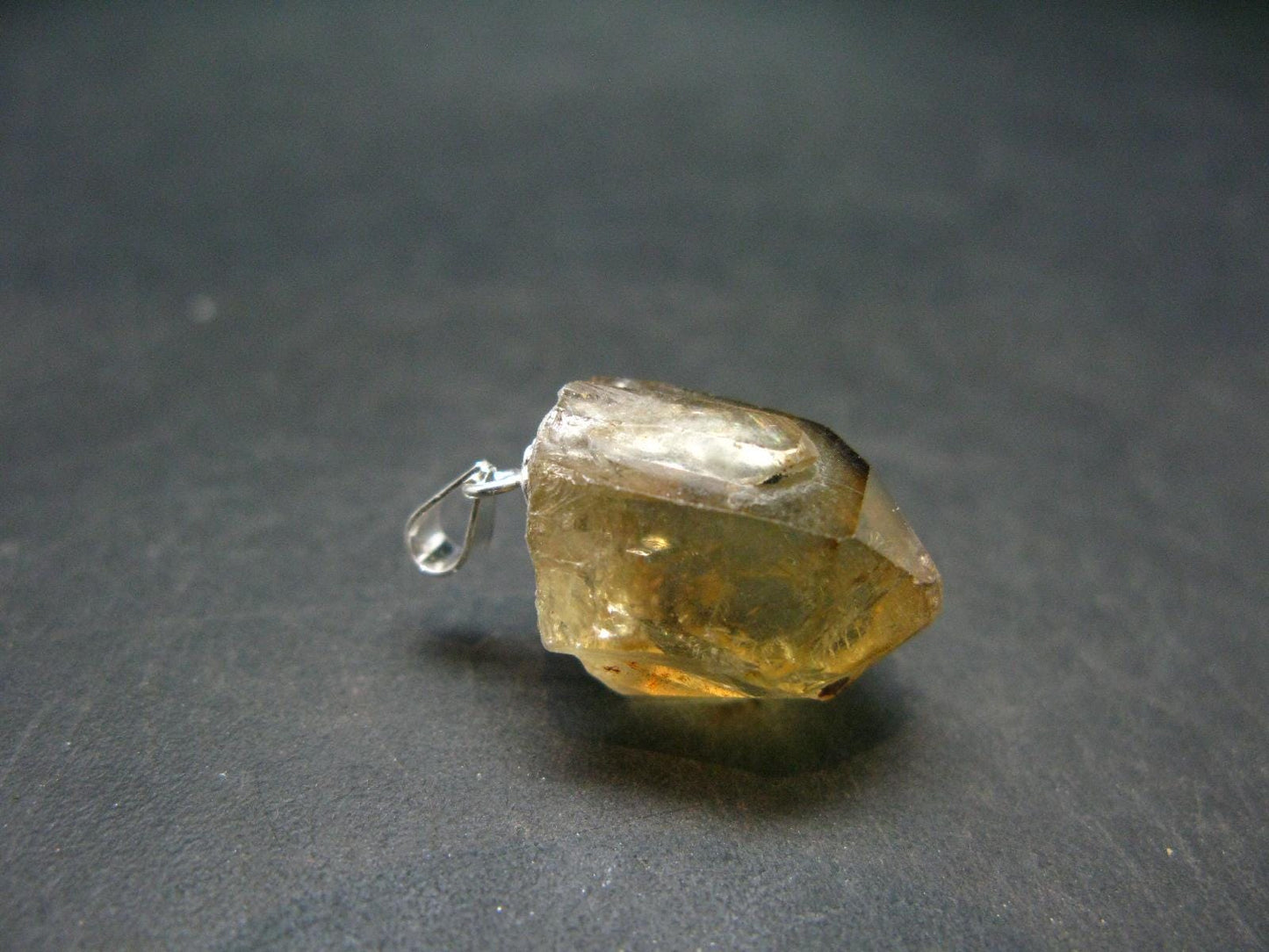 Natural Unheated Citrine Sterling Silver Pendant from Zambia - 0.9" - 3.90 Grams