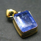 Natural Faceted Tanzanite Gold Plated Sterling Silver Pendant from Tanzania - 0.8"