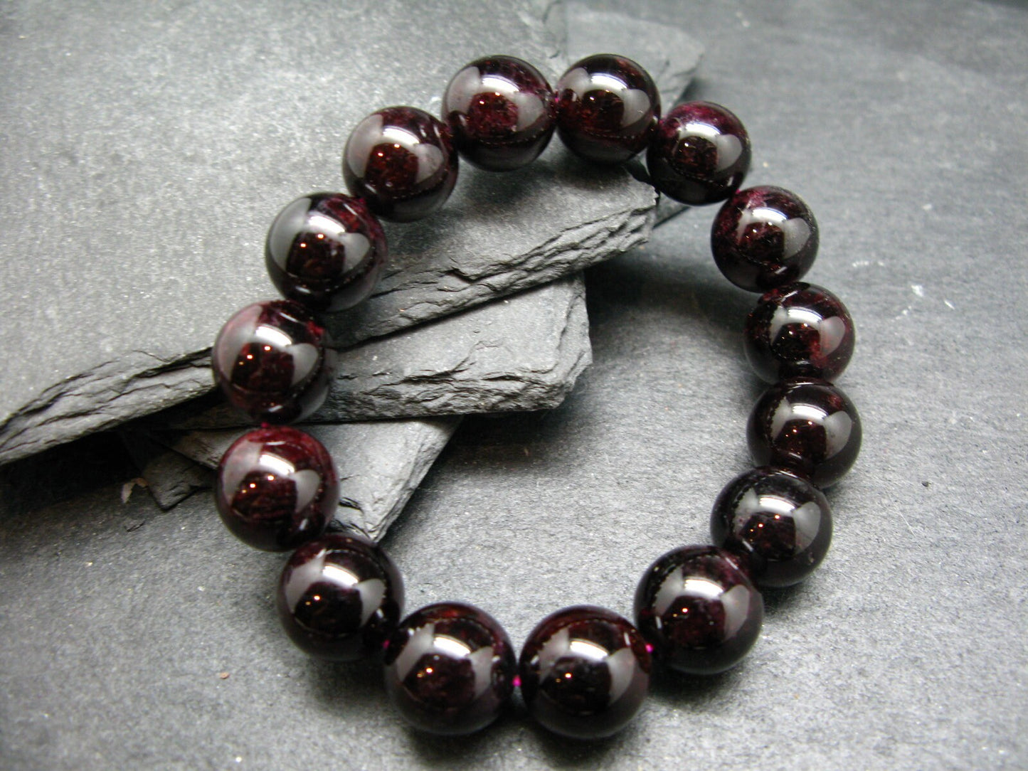 Garnet Almandine Genuine Bracelet ~ 7 Inches ~ 12mm Round Beads