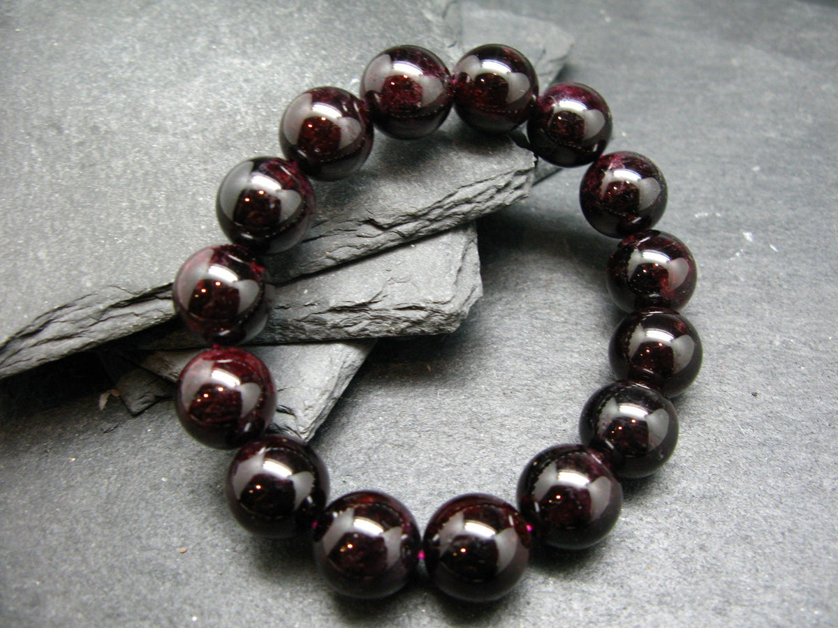 Garnet Almandine Genuine Bracelet ~ 7 Inches ~ 12mm Round Beads