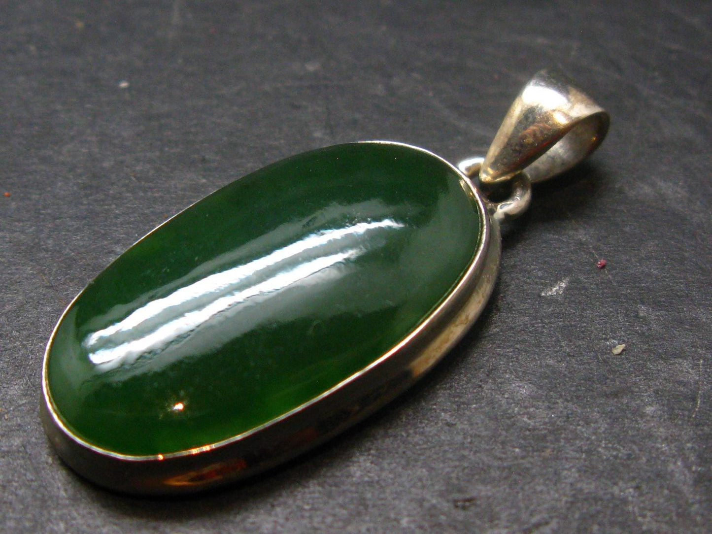 Nephrite Jade Silver Pendant From Canada - 1.4" - 6.94 Grams