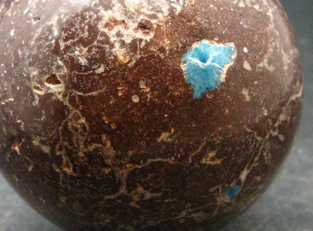 Cavansite in Stilbite Sphere From India - 2.3"