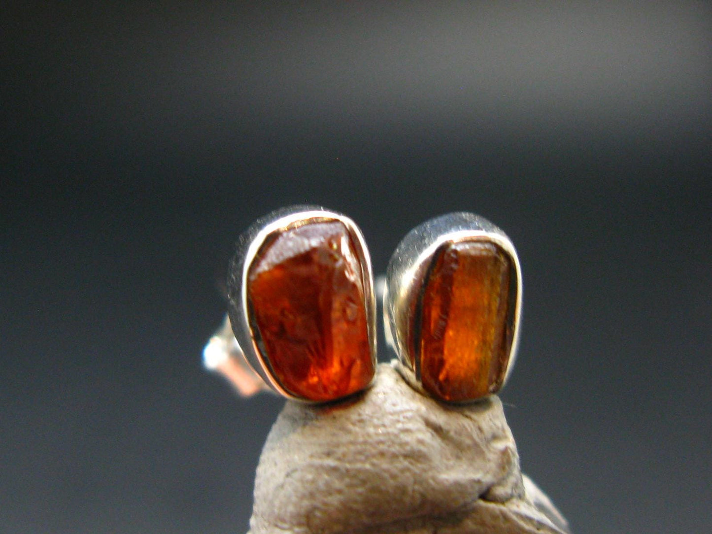 Zincite Zinkite Stud Earrings Sterling Silver From Poland - 1.54 Grams