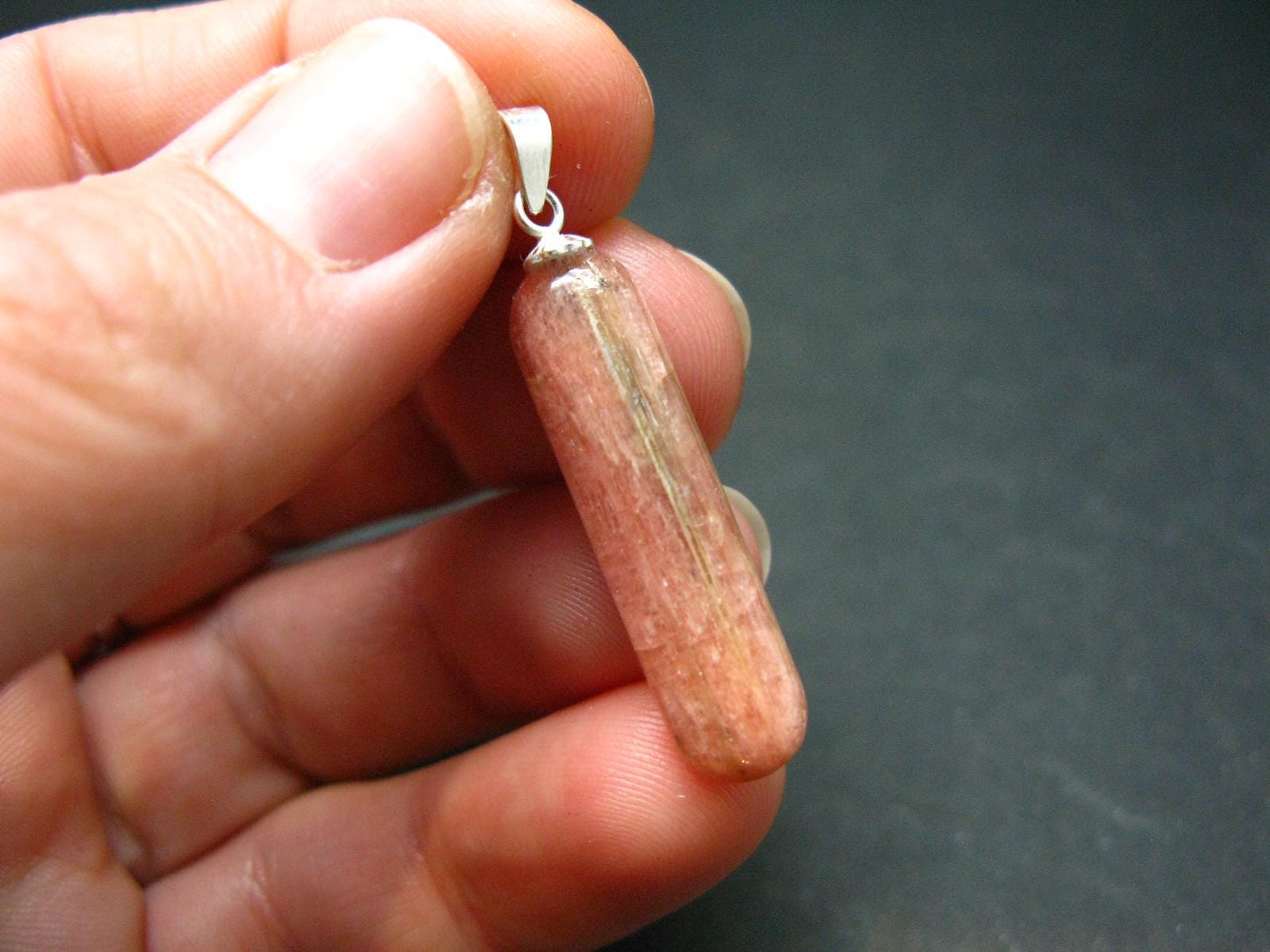 Serandite Crystal Cabochon Silver Pendant From Canada - 1.4" - 1.99 Grams