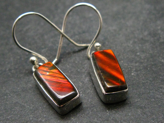 Ammolite Amolite Sterling Silver Earrings From Canada - 1.1"