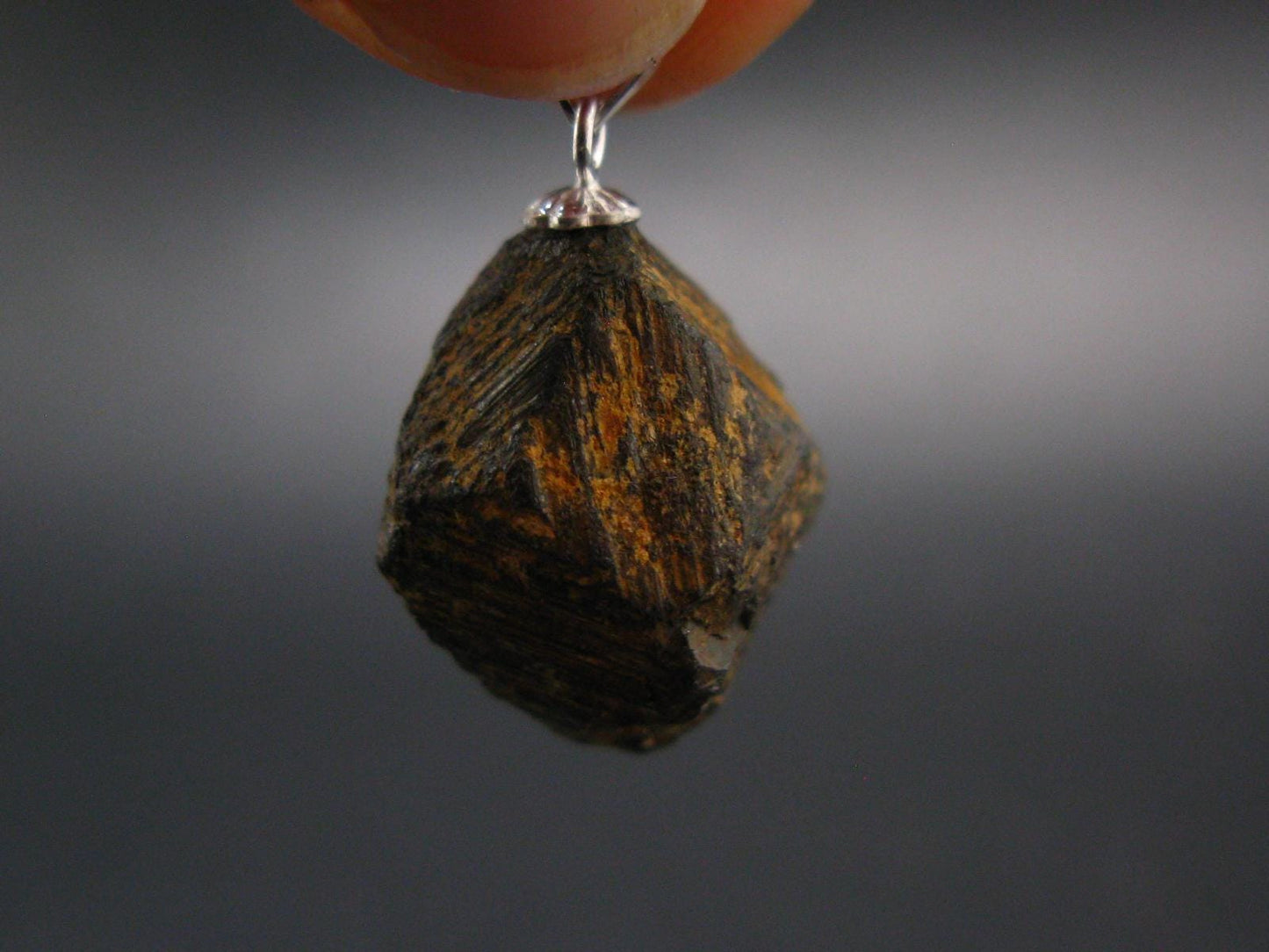 Magnetite Crystal Silver Pendant From Bolivia - 0.9" - 7.69 Grams