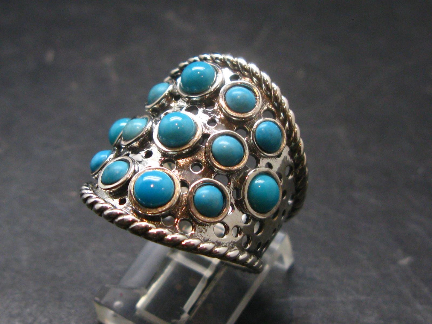 Genuine Turquoise Sterling Silver Ring - 9.48 Grams - Size 9.25