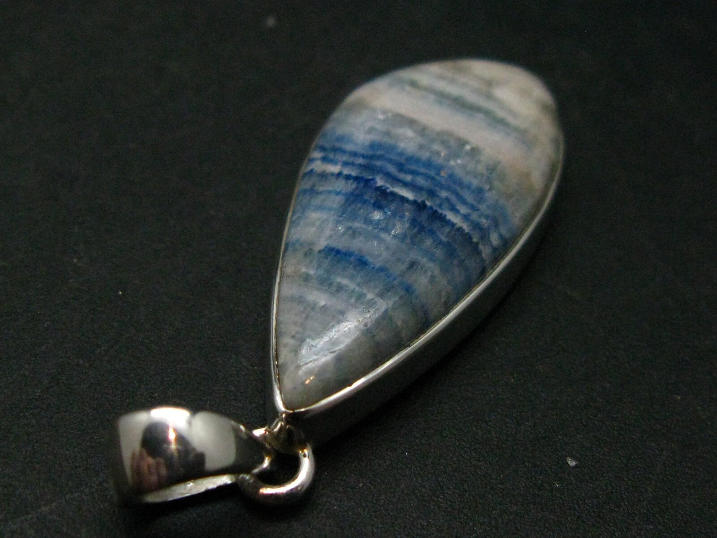 Rare Blue Scheelite Silver Pendant From Turkey - 1.8" - 6.94 Grams