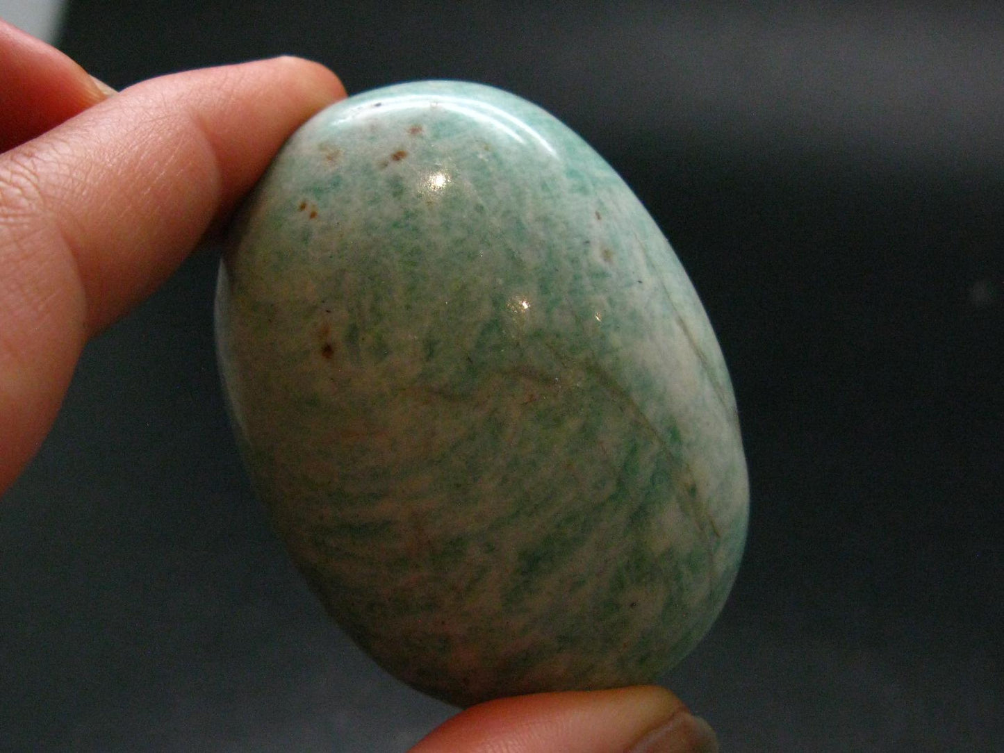 Rich Green Amazonite Tumbled Stone From Madagascar - 2.2"