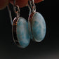 Natural Cabochon Larimar Pectolite 925 Sterling Silver Earrings from Dominican Republic - 4.58 Grams
