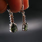 Moldavite Tektite & Red Garnet Silver Earrings from Czech Republic - 2.62 Grams