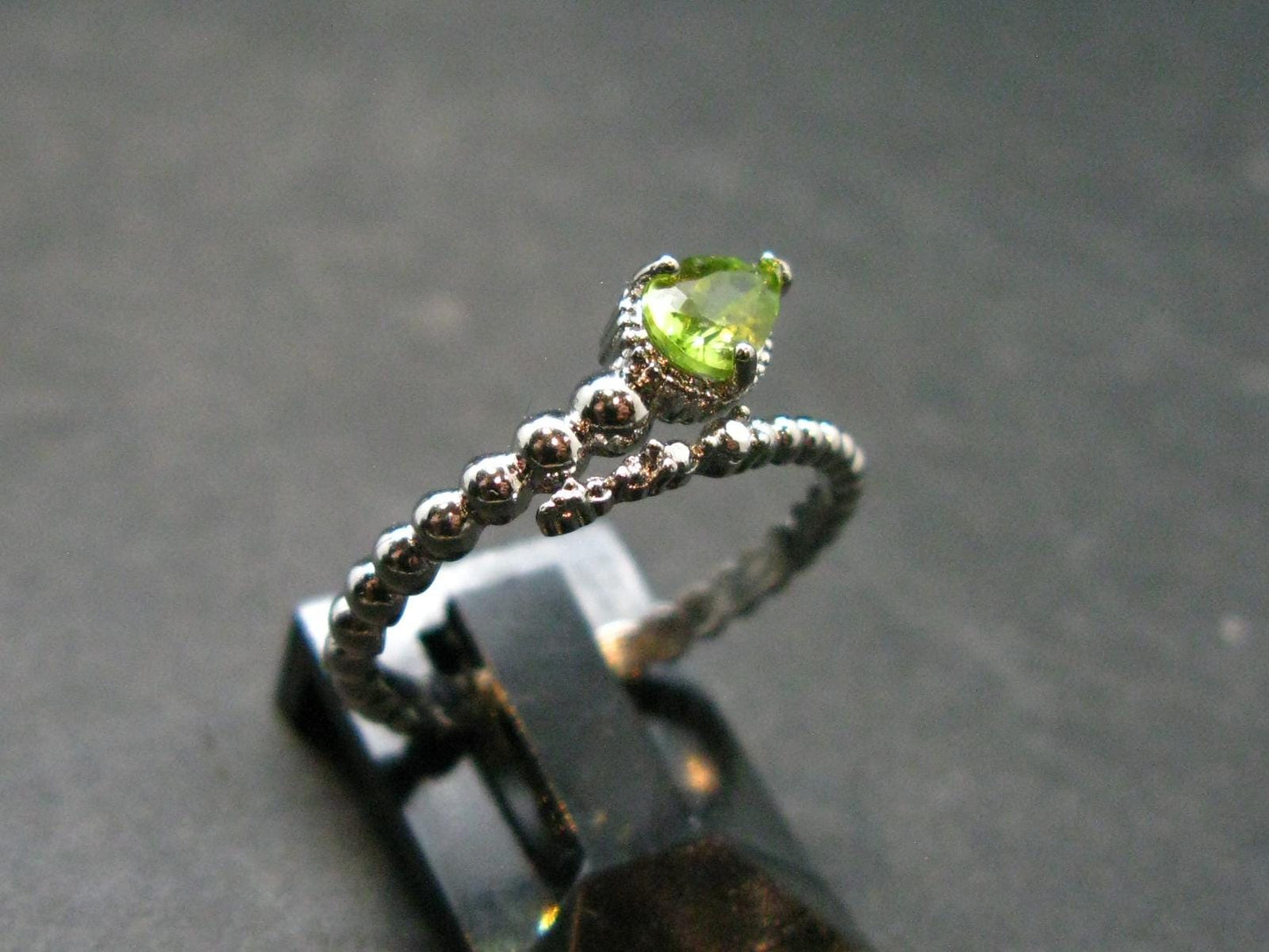 Natural Faceted Peridot Olivine Ring - 1.51 Grams - Size adjustable